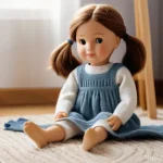 감정 조절 인형 놀이 - **Prompt 1: "A young child, around 5 years old, with soft brown hair, is deeply immersed in playing ...