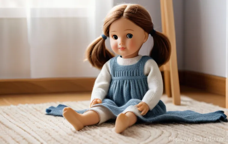 감정 조절 인형 놀이 - **Prompt 1: "A young child, around 5 years old, with soft brown hair, is deeply immersed in playing ...